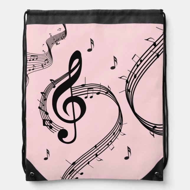 Climactic G Clef Music Pink Drawstring Bag (Front)