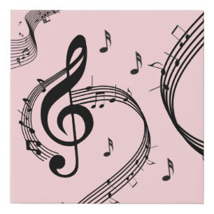 Climactic G Clef Music Pink Faux Canvas Print