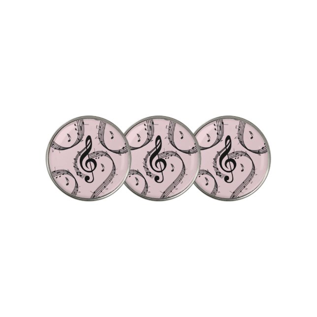 Climactic G Clef Music Pink Golf Ball Marker (3 Up)