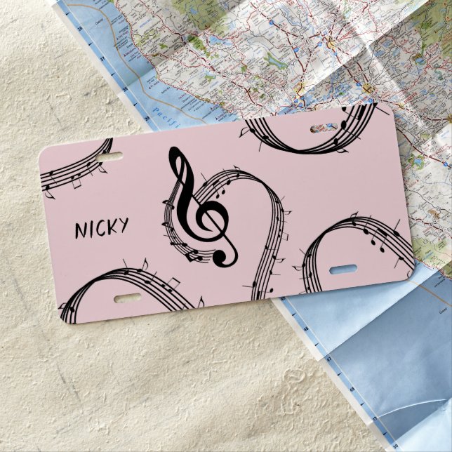 Climactic G Clef Music Pink License Plate (In Situ)