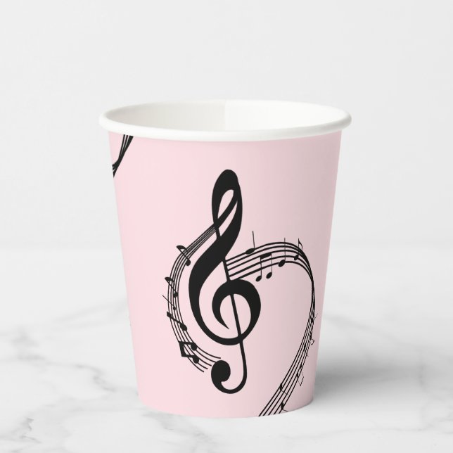 Climactic G Clef Music Pink Paper Cups (Left)