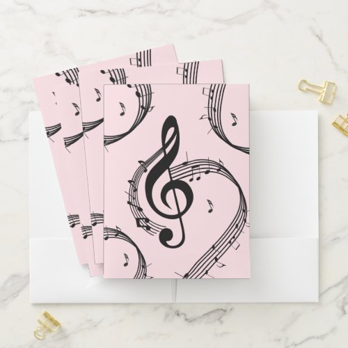 Climactic G Clef Music Pink Pocket Folder