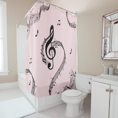 Climactic G Clef Music Pink Shower Curtain