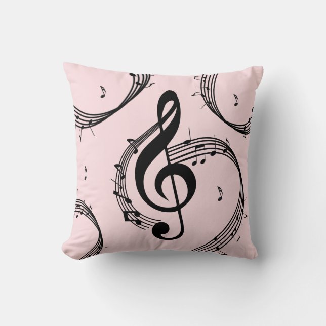 Climactic G Clef Music Pink Throw Pillow (Front)