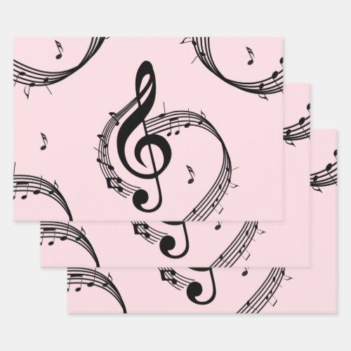 Climactic G Clef Music Pink Wrapping Paper Sheets