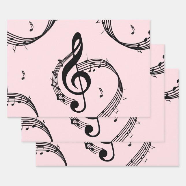 Climactic G Clef Music Pink Wrapping Paper Sheets (Set)