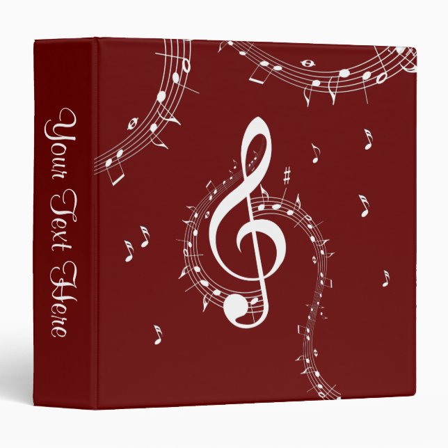 Climactic G Clef Music Red 3 Ring Binder (Front/Spine)