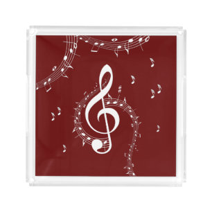 Climactic G Clef Music Red Acrylic Tray