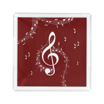 Climactic G Clef Music Red Acrylic Tray by LwoodMusic at Zazzle