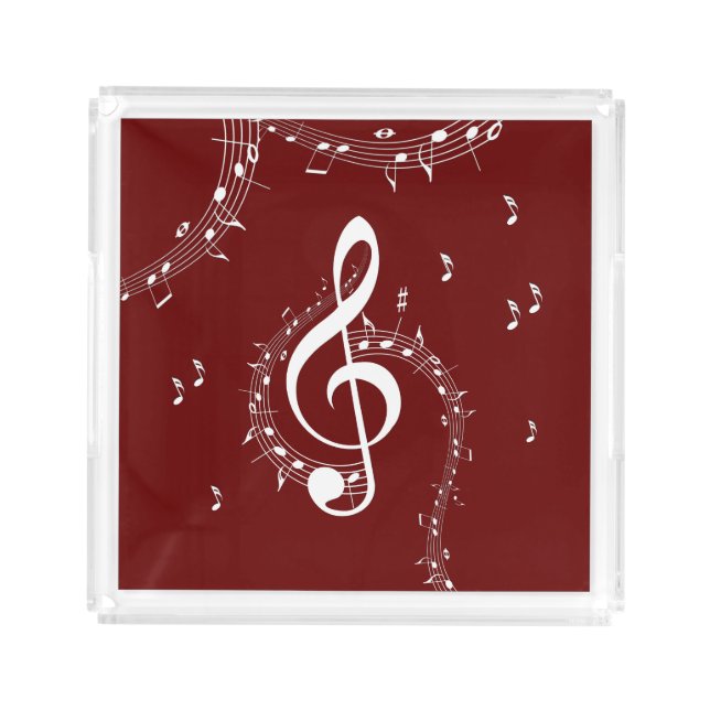 Climactic G Clef Music Red Acrylic Tray (Front)