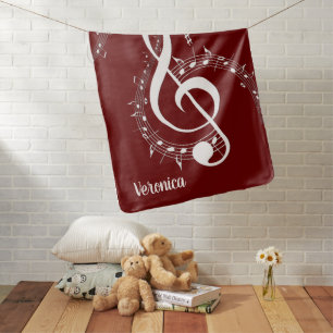 Climactic G Clef Music Red Baby Name  Baby Blanket