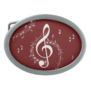 Climactic G Clef Music Red Belt Buckle