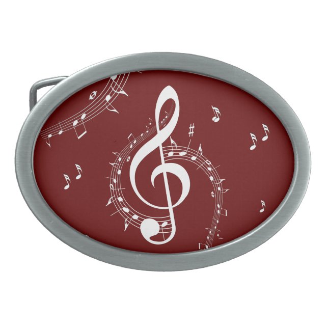 Climactic G Clef Music Red Belt Buckle (Front)