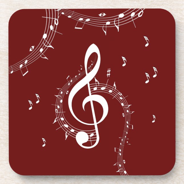Climactic G Clef Music Red Beverage Coaster (Front)