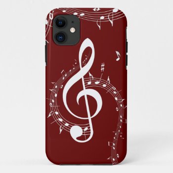 Climactic G Clef Music Red Iphone 11 Case by LwoodMusic at Zazzle