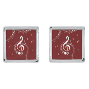Climactic G Clef Music Red Cufflinks