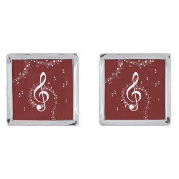 Climactic G Clef Music Red Cufflinks by LwoodMusic at Zazzle