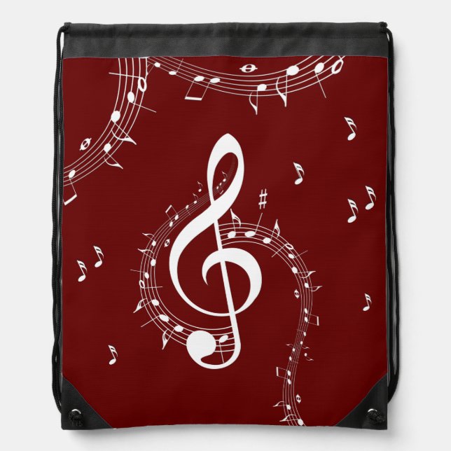 Climactic G Clef Music Red Drawstring Bag (Front)