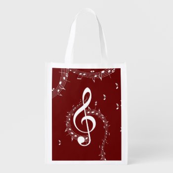 Climactic G Clef Music Red Grocery Bag by LwoodMusic at Zazzle