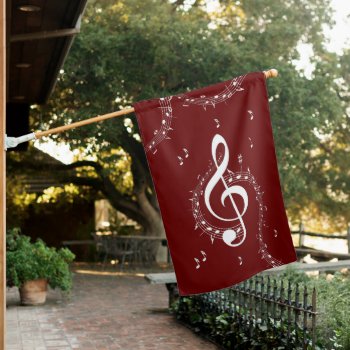 Climactic G Clef Music Red House Flag by LwoodMusic at Zazzle