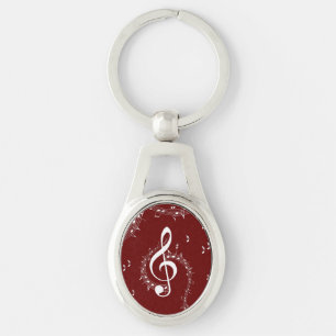Climactic G Clef Music Red Keychain