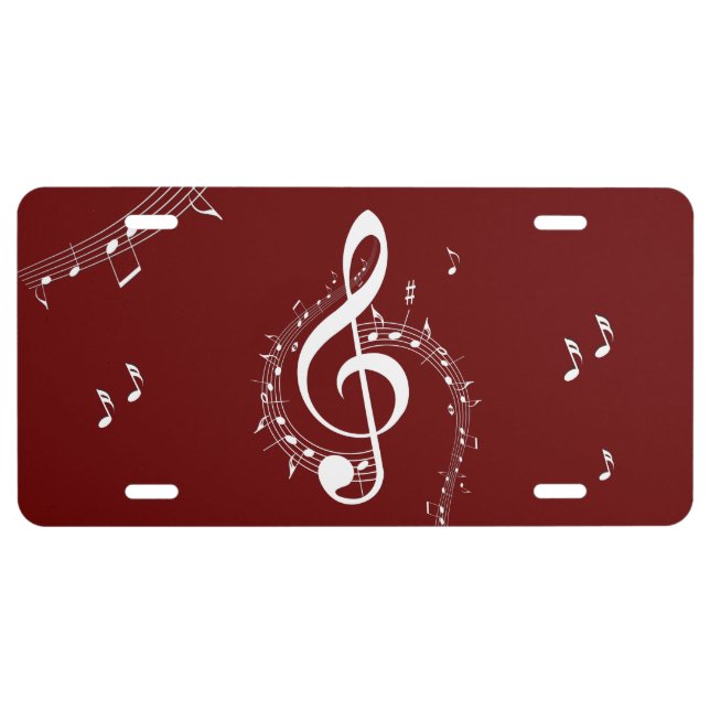 Climactic G Clef Music Red License Plate (Front)