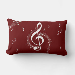 Climactic G Clef Music Red Lumbar Pillow