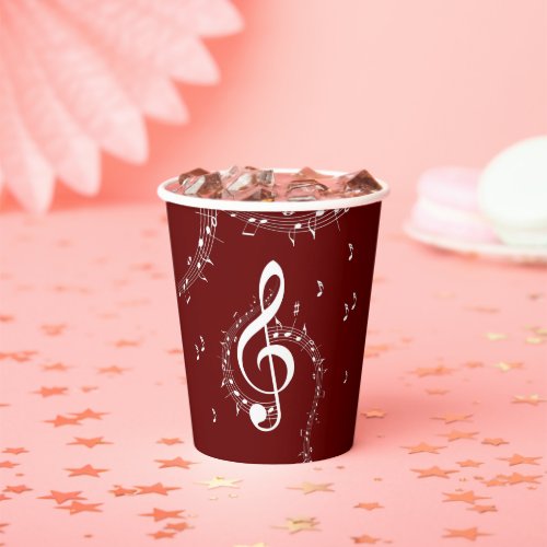 Climactic G Clef Music Red Paper Cups
