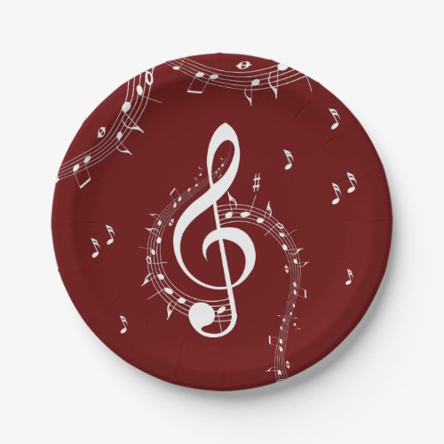 Climactic G Clef Music Red Paper Plates