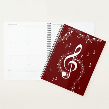 Climactic G Clef Music Red Planner by LwoodMusic at Zazzle