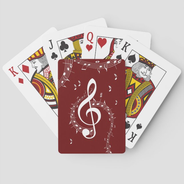 Climactic G Clef Music Red Poker Cards (Back)
