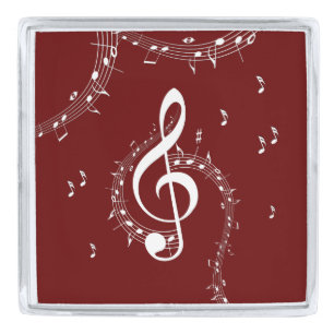 Climactic G Clef Music Red Silver Finish Lapel Pin