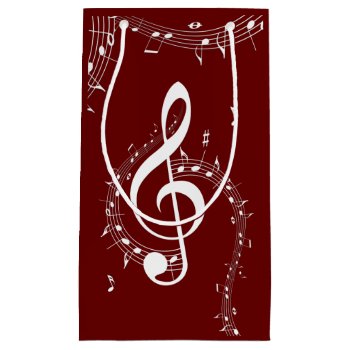 Climactic G Clef Music Red Small Gift Bag by LwoodMusic at Zazzle
