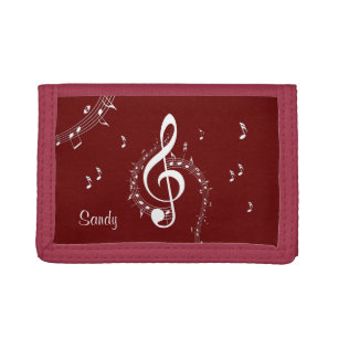 Climactic G Clef Music Red Trifold Wallet