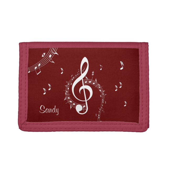Climactic G Clef Music Red Trifold Wallet (Front)