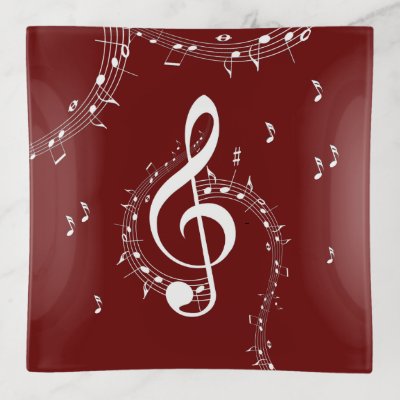 Climactic G Clef Music Red Trinket Tray