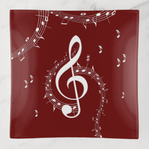 Climactic G Clef Music Red Trinket Tray