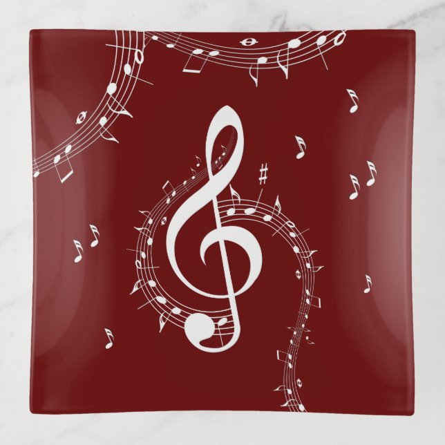 Climactic G Clef Music Red Trinket Tray (Front)