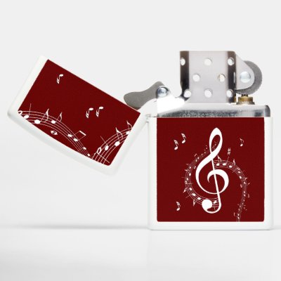 Climactic G Clef Music Red Zippo Lighter