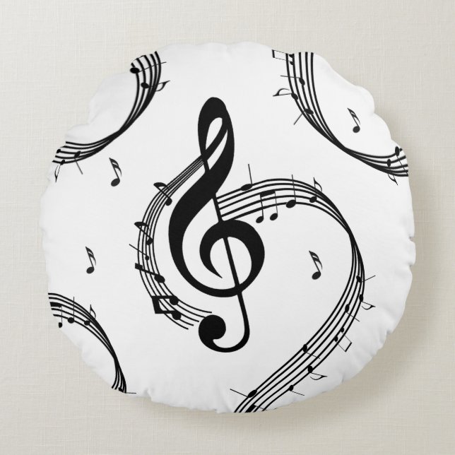 Climactic G Clef Music Round Pillow (Front)