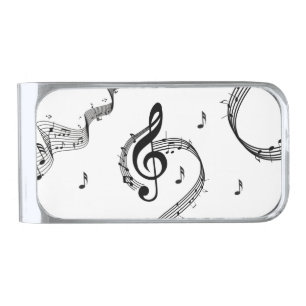 Climactic G Clef Music Silver Finish Money Clip