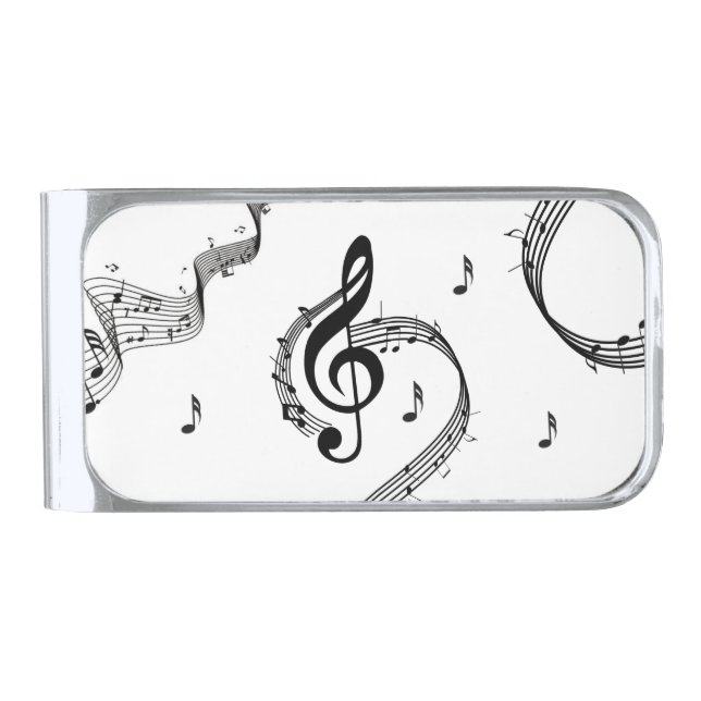 Climactic G Clef Music Silver Finish Money Clip (Front)