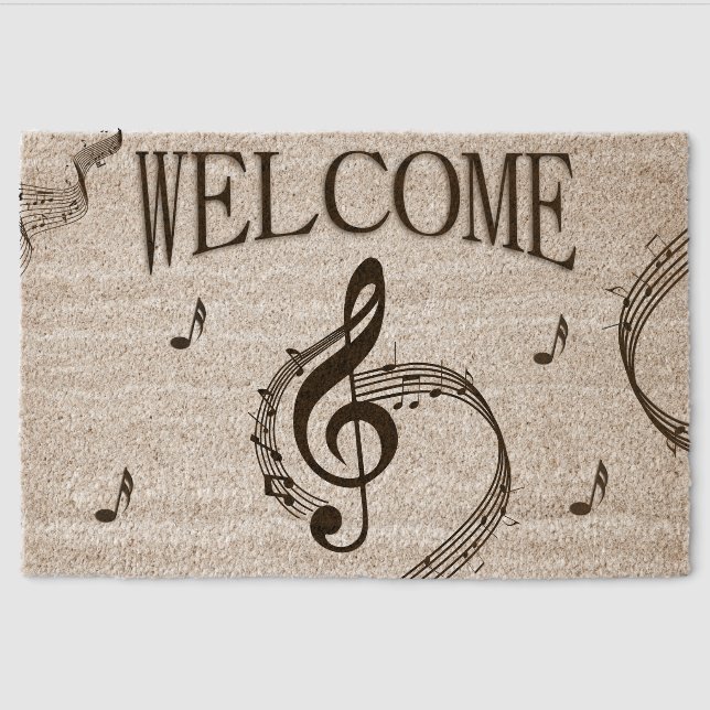 Climactic G Clef Music Welcome Fiber Doormat (Front)
