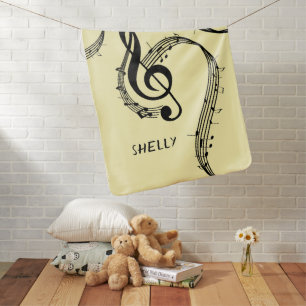 Climactic G Clef Music Yellow Baby Name Blanket