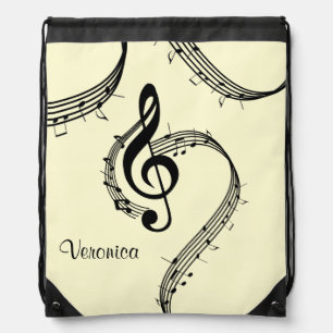 Climactic G Clef Music Yellow Drawstring Bag