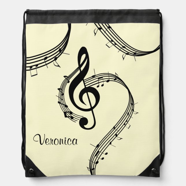 Climactic G Clef Music Yellow Drawstring Bag (Front)