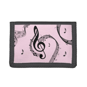 Climactic G Clef Pink Trifold Wallet