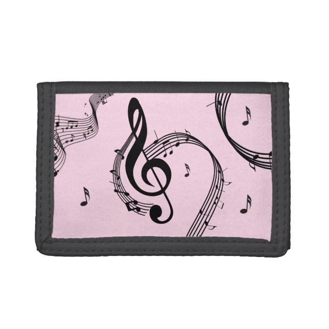 Climactic G Clef Pink Trifold Wallet (Front)