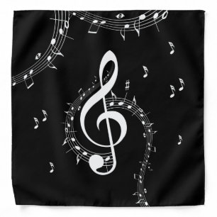 Climactic G Clef White Music on Black Bandana
