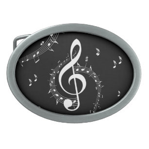 Climactic G Clef White Music on Black Belt Buckle